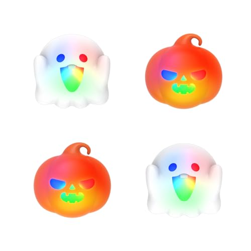 PlayVital Halloween Illuminated LED Thumb Grips for PS5, Edge, PS4 Controller, Hallows Joystick Caps for Xbox Series X/S, Xbox One, Elite Series 2, Switch Pro Controllers - Spooky Ghost with Pumpkin - color: Spooky Ghost with Pumpkin