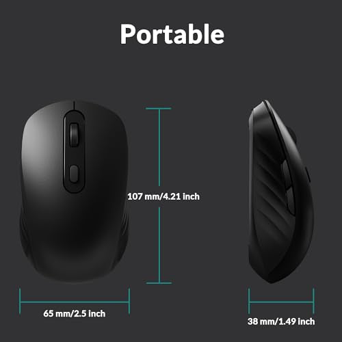 Keychron BM25 Quiet-Click Wireless Mouse, Ergonomic Rechargeable Mice with Tri-Mode, 2.4G/Bluetooth 5.2/Wired, 1000Hz Polling Rate, Adjustable DPI, Programmable for Mac, Windows, Linux - Black - color: Black