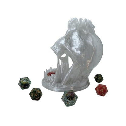 Skull Dice Tower Dungeons and Dragons RPG abletop Roleplaying Game Jail D&D (Random 7PCS D20 Dice Set Included) Crystal - color: Crystal