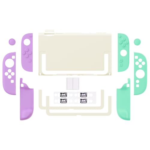 PlayVital Protective Case for Nintendo Switch 2 - Cute Dockable Hard Case Shell for Switch 2 with Thumb Grip & Sticker & Button Caps, Anti-Scratch & Shockproof Cover Skin - Soft Violet & Mint Green - color: Soft Violet & Mint Green
