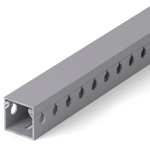 1.2"H x 1.2"W Cable Raceway, 12ft Under Desk Wire Management Channel, Grey | Slotted Wire Duct, 4 Pack (3 ft Each), Heavy-Duty PVC Cable Management for Server Racks, Network Cables & Electrical Cabinets - color: Grey, size: 1.2in H X 1.2in W X 12ft L