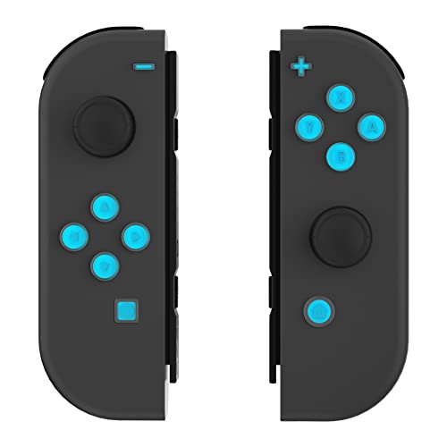 eXtremeRate Replacement Two-Tone Jelly Buttons for JoyCon, Blue & Clear with Symbols Custom Controller ABXY Direction Home Capture + - Keys, DIY Action Face Buttons for Nintendo Switch & Switch OLED - color: Blue & Clear