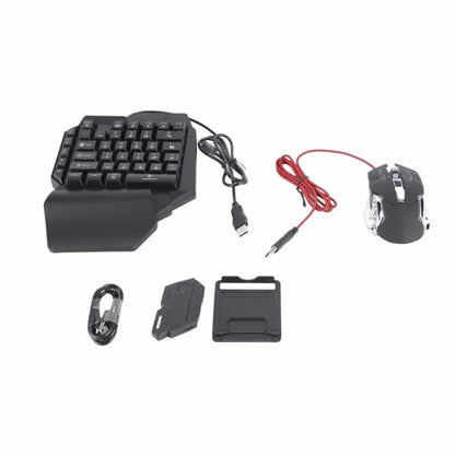 Diyeeni 35 Keys One Handed Mini Gaming Keyboard, BT 5.0 Portable Mechanical Keyboard for Mobile Phone Computer Laptop, RGB LED Gaming Keypad with Dual USB Ports and Mouse Converter for