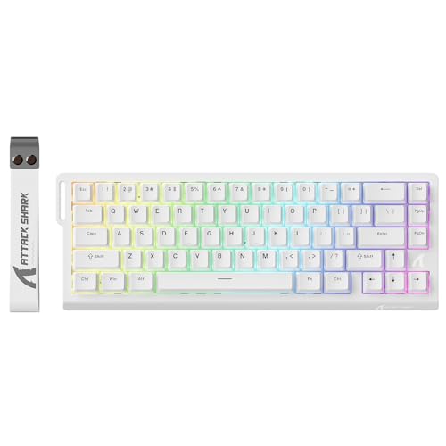 ATTACK SHARK X68 HE RT Mechanical Gaming Keyboard 60% Wired TKL-White | Adjustable Actuation,Hall Effect Magnetic Switch,8KHz Polling Rate,RGB Backlit,Top Mount, Web Driver for PC Mac Esport Gamer - color: White, size: Keyboard