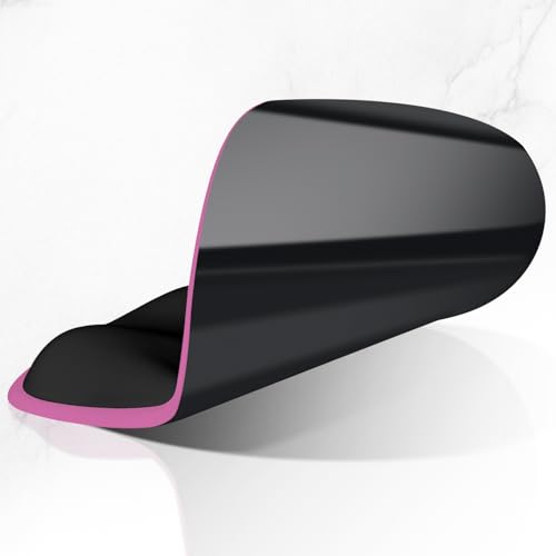ITNRSIIET Ergonomic Mouse Pad with Wider Memory Foam Wrist Rest +17% - Curved Cushion Reduces Pressure 20%, Pain Relief, Non-Slip, Smooth, Cute Colors, 9.85 x 9 in, Black-Pink Contrast - color: Black-Pink Contrast