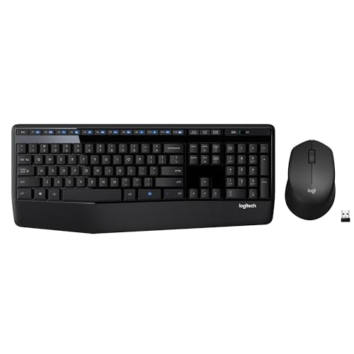 Logitech MK345 Wireless Keyboard and Mouse Combo with Palm Rest, 2.4 GHz USB Receiver, Compatible with PC, Laptop, Black - style: Combo