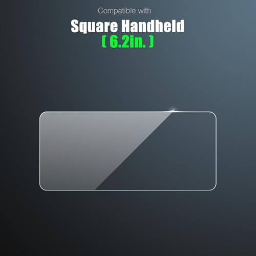 Tempered Glass Screen Protector for Square Handheld Portable POS Device 6.2-Inch Display 9H+ Hardness with Aluminum Reinforcement [2 Pack] (Clear)