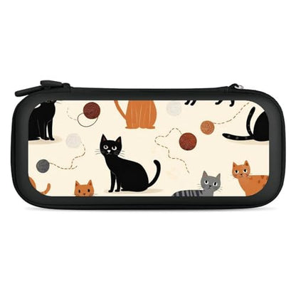 Protective Carrying Case Compatible with Switch, Travel Game Console Holder Bag with 15 Game Cartridges, Beige Cat Hard Shell Pouch - color: Color(81)