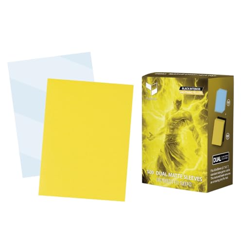 Lightning Yellow MTG Card Sleeves, Hypttior Dual Matte Textured 100 Card Sleeve with 100 Inner Sleeves for Standard Card, MTG, PKM, Baseball Card, Sports Cards - color: Lightning Yellow