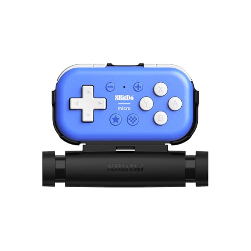 8Bitdo Micro Bluetooth Gamepad Mini Controller with Mobile Clip - Blue | Pocket-sized, Supports Keyboard Mode, for Switch, Android - color: Blue