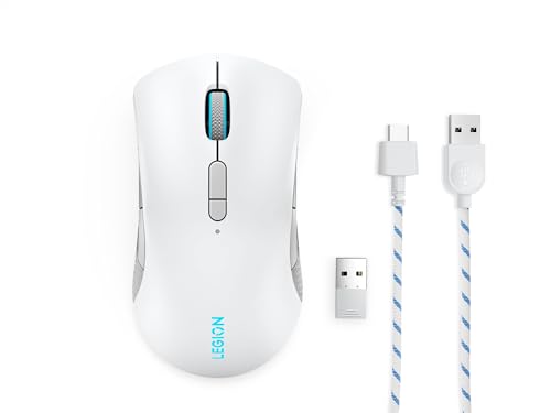 Lenovo Legion M600 RGB Wireless Gaming Mouse – 16,000 DPI, 9 Programmable Buttons, 200-Hour Battery Life, 50-Million Clicks Durability – Ambidextrous Computer Mouse (Stingray) - color: Stingray, size: Large | Ambidextrous, style: M600