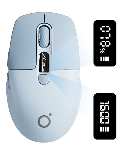EWEADN Q1 Wireless Bluetooth Mouse, BT & 2.4G Computer Mouse with Battery & DPI LED Screen Display, Type-C Rechargeable with 1600 DPI Levels, 6 Button Silent Ergonomic Mouse for Laptop/PC/Mac-Blue - color: Blue