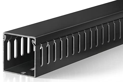 ZhiYo 2"H x 2"W Cable Raceway, 6ft Under Desk Wire Management Channel Black | Slotted Wire Duct, 2 Pack (3 ft Each), Heavy-Duty PVC Cable Management for Server Racks, Network Cables & Electrical Cabinets - color: Black, size: 2in H X 2in W X 6ft L