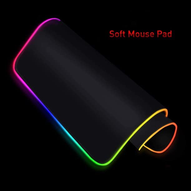 LED USB Cable Gaming Mouse Pad 12 Lighting Modes, Size: 13 x 10 inch - RGB Mousepad Led Mouse Pad - Anti Slip Rubber - Black