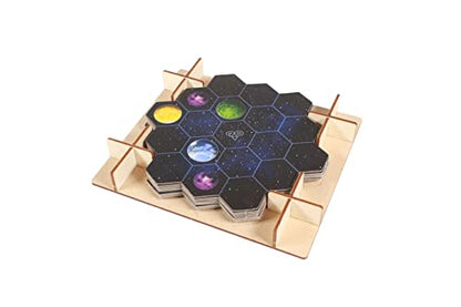 The Broken Token Game Organizer Compatible with Gaia Project - Wooden Game Organizing Box with Multiple Trays