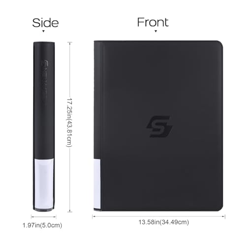 Snekdy premium 1024-pocket trading card binder, 16-pocket cards album, waterproof PU-leather Cover album with side loading, holds gaming, baseball, basketball & sports cards (Black) - color: Black