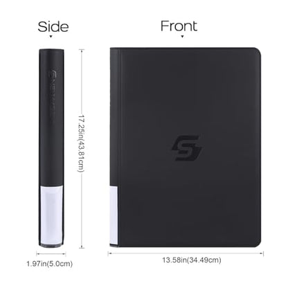 Snekdy premium 1024-pocket trading card binder, 16-pocket cards album, waterproof PU-leather Cover album with side loading, holds gaming, baseball, basketball & sports cards (Black) - color: Black