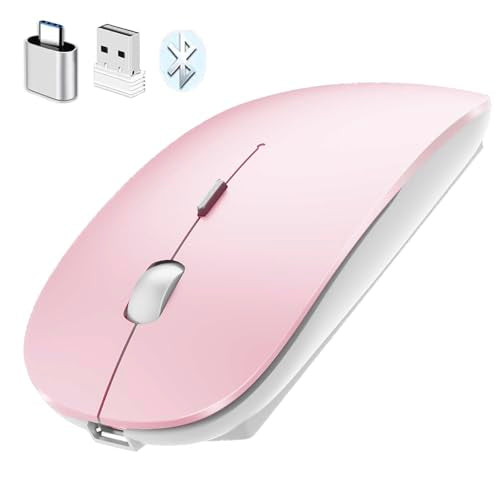 PEIBO Bluetooth Wireless Mouse for Laptop mac MacBook ipad MacBook air MacBook pro pc Desktop Computer Windows Chromebook Notebook (Jelly Pink) - color: Jelly PINK