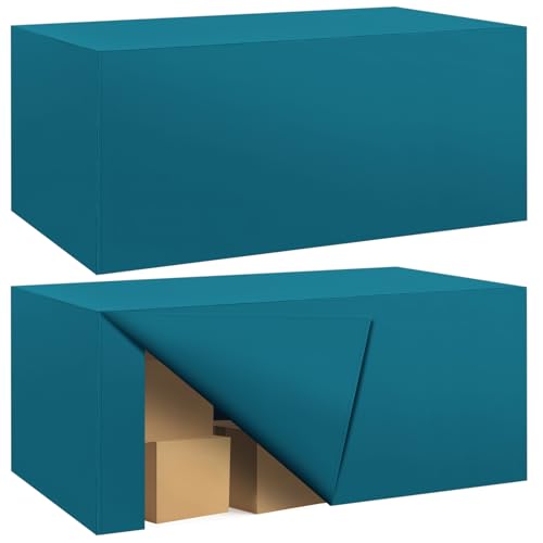 Ascoza 2 Pack Fitted Tablecloth for 8 Foot Rectangle 96 x 30 Inch Caribbean Blue Table Covers Water Resistant Polyester Cloth for Folding, Parties,Display, Trade Show (Caribbean Blue) - color: Caribbean Blue, size: 8FT