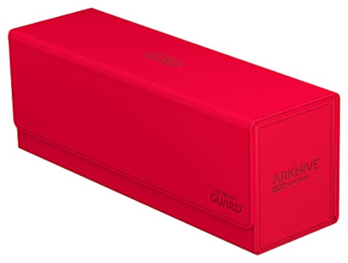 Ultimate Guard Arkhive 400+, Deck Case for 400 Double-Sleeved TCG Cards, Red, Compatible with Boulders, Magnetic Closure & Microfiber Inner Lining - color: Red, size: 400+