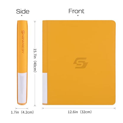 Snekdy Top loader Binder, 9 Pockets Top Loader，Holds 360 Top Loaders cards, Card binder with Sleeves for card in 3 x 4 inches color smooth Zipper PU Leather (Yellow) - color: Yellow