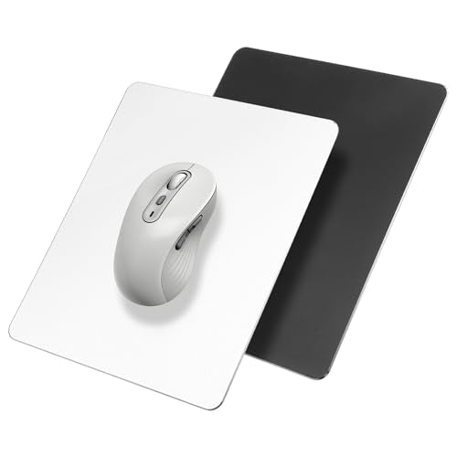 2pcs Hard Metal Mouse Pad for Desk Aluminum Mouse Pad with Stable Rubber Base Firm Mousepad Gaming Mousepad Leather Double Side Mouse Mat for Travel Home Office Laptop Computer