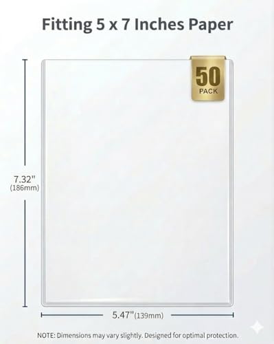 50ct 5x7 Toploaders - Ultra Durable Card Protectors for Trading Cards, Photos & Collectibles, Crystal Clear, Archival-Safe, Fits 5x7 Inch Sheets - size: 5x7