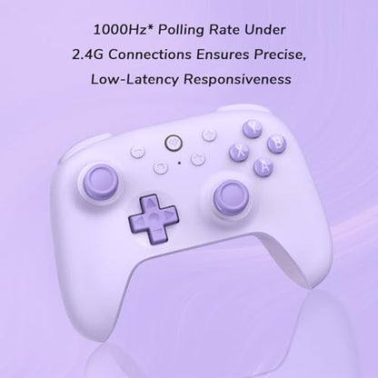8Bitdo Ultimate 2C Wireless Controller for Windows PC & Android (Purple) | 1000Hz Polling Rate, Hall Effect Joysticks & Hall Triggers, Remappable L4/R4 Bumpers - color: Purple
