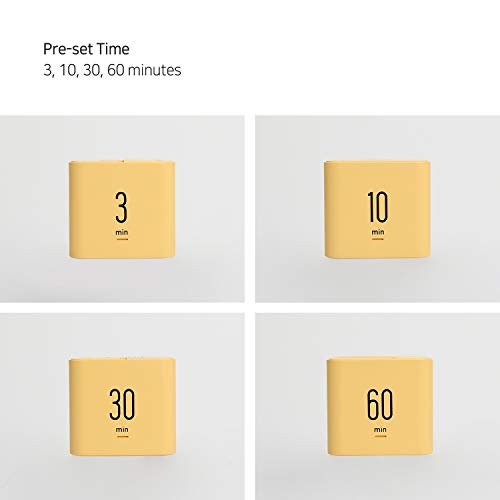 mooas Multi Cube Timer Clock (Yellow), Rotating Flip Gravity Sensor Time Management Digital LED Clock & Timer 3,10,30,60 min Setting ADHD Desk Office Productivity Kids Workout Kitchen - color: Yellow