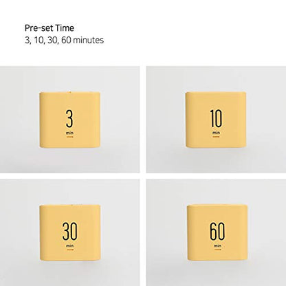 mooas Multi Cube Timer Clock (Yellow), Rotating Flip Gravity Sensor Time Management Digital LED Clock & Timer 3,10,30,60 min Setting ADHD Desk Office Productivity Kids Workout Kitchen - color: Yellow