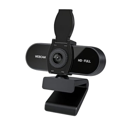 1080P HD Webcam with Microphone, Noise Cancellation, Privacy Cover, Wide-Angle Lens, Auto Light Correction, Plug & Play USB Webcam for Laptop, Desktop, PC, Mac, Zoom, Skype, Streaming (1080p)