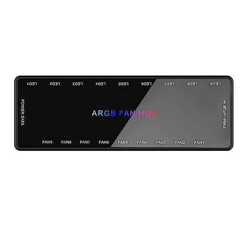SHAKING TANK ARGB and PWM Fan hub,9 Ports RGB Hub,1 to 9 Multi Way Magnetic backplane Splitter 5V/3PIN Case Fan Hub Adapter PWM ARGB Fan Black - style: 1to9 ARGB&PWM Fan Hub