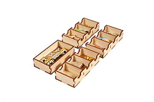 The Broken Token Game Organizer Compatible with Catan Base Game - Wooden Game Organizing Box with Multiple Trays - style: Standard Edition