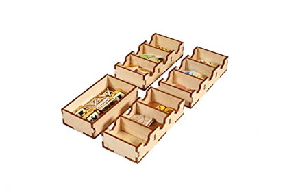 The Broken Token Game Organizer Compatible with Catan Base Game - Wooden Game Organizing Box with Multiple Trays - style: Standard Edition