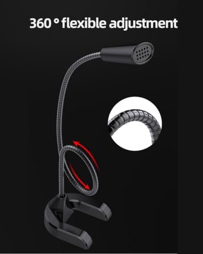 USB Microphone for Streaming, 360° Omnidirectional Condenser Mic with Noise Canceling, Adjustable Gooseneck, Plug & Play for Gaming Podcast Conference Recording Teaching Compatible with PC Laptop