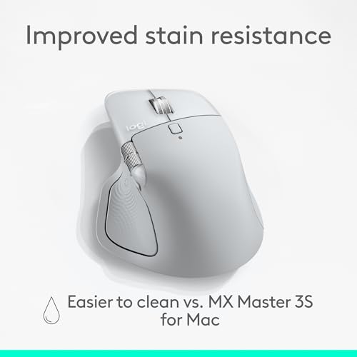 Logitech MX Master 4 for Mac, Ergonomic Bluetooth Mouse with Advanced Performance Haptic Feedback, Ultra-Fast Scrolling, USB-C Charging, MacOS, iPadOS, Windows - White Silver - color: White Silver