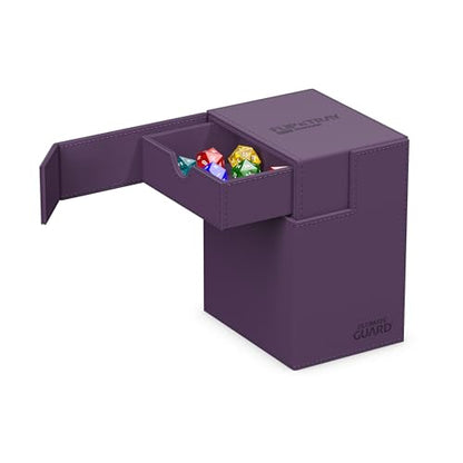 Ultimate Guard Flip'n'Tray 133+, Deck Case for 133 Double-Sleeved TCG Cards + Dice Tray, Purple, Independent Magnetic Closure & Microfiber Inner Lining - color: Purple, size: 133+