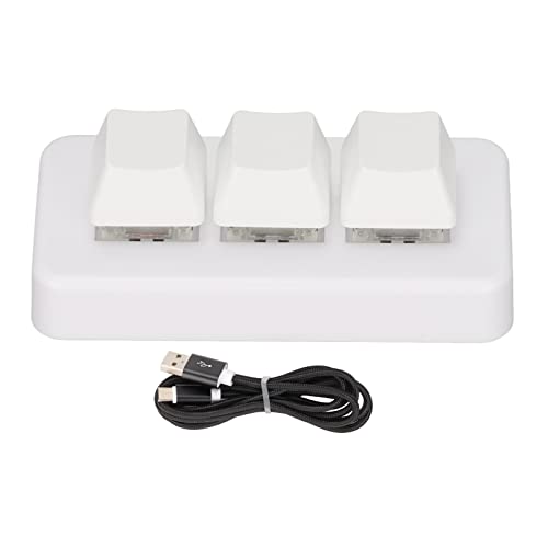 GOWENIC USB Mini 3Keys Keyboard, Cut Copy Paste Macro Pad Keyboard, Programmable OSU Keypad with RGB Led, One Handed Mechanical Gaming Keyboard (White) - color: White