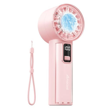 AMACOOL Handheld Fan with Ice Cooler, Mothers Day Gifts for Mom Her Women Girl, Mini Portable Cooling Fan, Small Yet Powerful, Personal Hand Fans for Travel Essentials Beach Makeup Must Have - color: Pink, style: With Ice Cooler