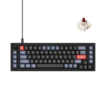 Keychron Q65 Wired 65% Layout Compact Mechanical Keyboard with Knob, Hot-Swappable QMK/VIA Gaming Keyboard Aluminum CNC 1000 Hz Polling Rate Compatible with Mac Windows Linux-Gateron Brown Switch - color: Black-Brown Switch