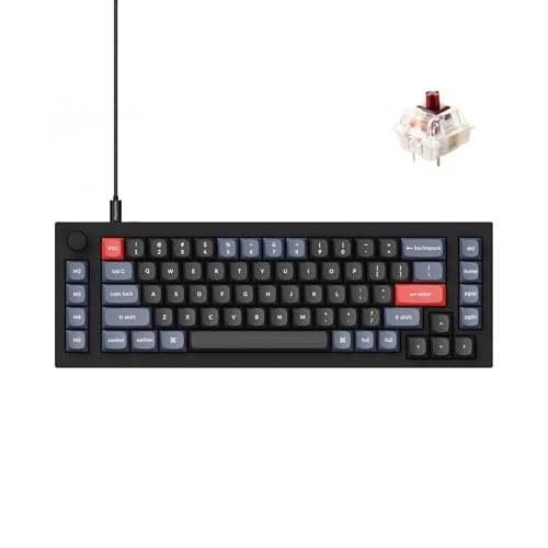 Keychron Q65 Wired 65% Layout Compact Mechanical Keyboard with Knob, Hot-Swappable QMK/VIA Gaming Keyboard Aluminum CNC 1000 Hz Polling Rate Compatible with Mac Windows Linux-Gateron Brown Switch - color: Black-Brown Switch