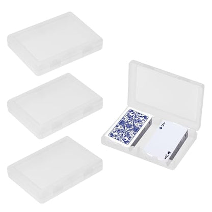 4 PCS Plastic Playing Card Deck Case, Clear Double Slot Card Organizer | Snaps Closed Empty Storage Box 2 Deck Card Holder for Business Sport Trading Card (Internal Size: 2.5 x 3.8 Inch)