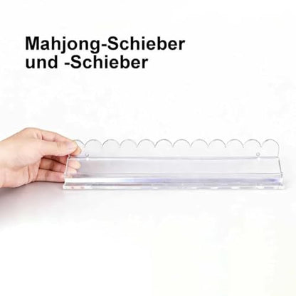 American Mahjong Racks with Pushers, Clear Acrylic Tile Holders, 4-Pack | Clear acrylic Mahjong racks with smooth pushers, keeping tiles organized and providing easy gameplay for family and friends