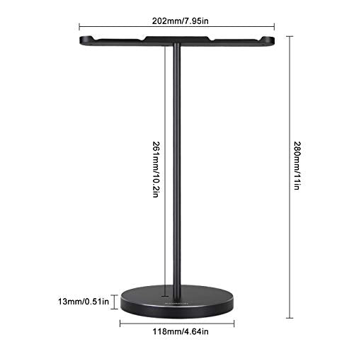 JOKItech Dual Aluminum Headphones Stand Holder, Showcase Multi Headphones with Solid Heavy Base, Compatible With Gaming Headsets and Wireless Headphone Black - color: Black