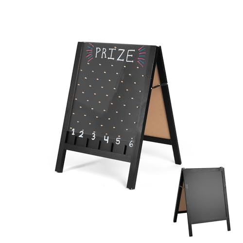 Ilyapa Prize Drop Board, 21x30 in - Penny Drop Game, Chalkboard Sign | Wooden A-Frame Chalkboard Sign, Includes 8 Coin Drop Discs & Eraser - For Trade Shows & Events - color: Black, size: 21x30