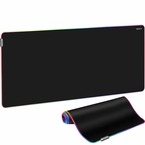 VIVO Extra Large 71 x 36 inch Full Size Desk Pad with RGB Lighting for Office Ambience and Immersive Gaming, Oversized Mouse Pad Table Top Cover, 12 Color Modes, Non-Slip Base, Black, DESK-PAD72-36 - size: 71 x 36 inches