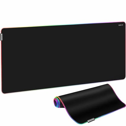 VIVO Extra Large 71 x 36 inch Full Size Desk Pad with RGB Lighting for Office Ambience and Immersive Gaming, Oversized Mouse Pad Table Top Cover, 12 Color Modes, Non-Slip Base, Black, DESK-PAD72-36 - size: 71 x 36 inches