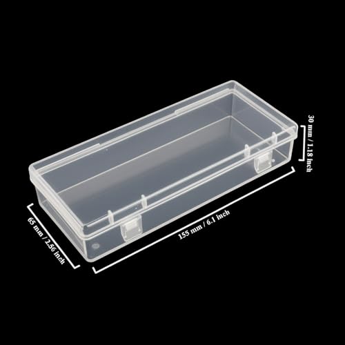 6 Pack Rectangular Clear Plastic Storage Containers Box with Hinged Lid for Beads and Other Small Craft Items (6.1 x 2.56 x 1.18 inch) | Hinged Lid, For Beads and Small Craft Items, 6.1 x 2.56 x 1.18 inch - size: 6.1 x 2.56 x 1.18 inch