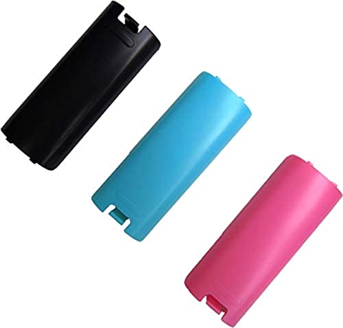 Replacement Battery Cover For Nintendo Wii Remote X 3 (Black, Blue and Pink) by Mars Devices