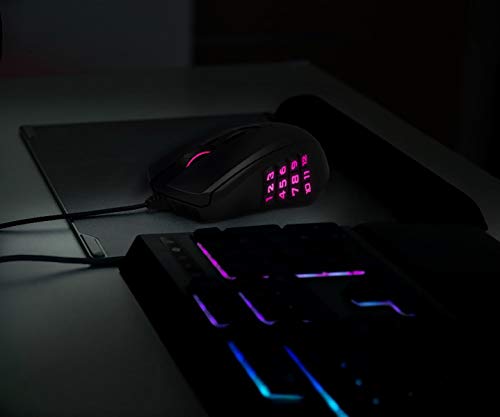 Amazon Basics Pro Gaming Mouse with 12,000 DPI Optical Sensor, 12 Programmable Buttons, Backlit RGB LED - Black